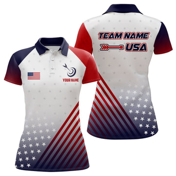 Custom Name US Flag Archery Team Shirt Patriotic Design Women's Polo Shirts S-5XL