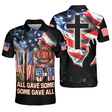 Firefighter US Flag God Freedom All Gave Some Some Gave Men's Polo Shirt S-5XL