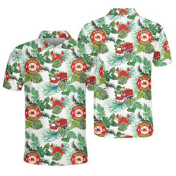 Firefighter Hawaii Floral Lover AOP Shirt International Men's Polo Shirt S-5XL