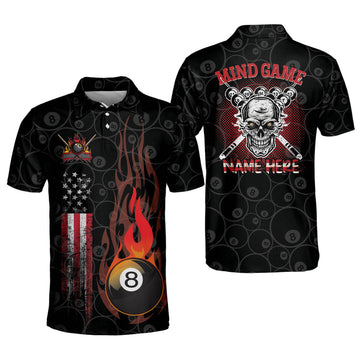 Custom 3D All Over Print Skull Mind Game Billiard Shirt Men's Polo Shirt S-5XL