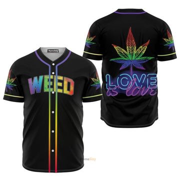 LGBT Love Is Love Weed Neon Rainbow Baseball Jersey S-5XL