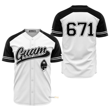 Guam Black and White Baseball Jersey S-5XL