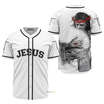 Jesus Hug White Baseball Jersey S-5XL