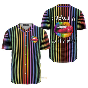 LGBT Pride Lips Vertical Rainbow Baseball Jersey S-5XL