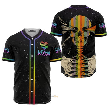 Skull LGBT Love Is Love Baseball Jersey S-5XL