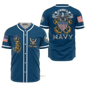 Custom Name US Navy Veteran Anchor Baseball Jersey S-5XL