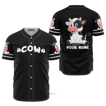 Custom Name Love Cute Cow Personalized Baseball Jersey S-5XL