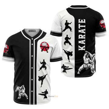 Karate Black And White Baseball Jersey S-5XL