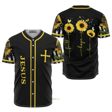 Amazing Sunflower And Jesus Baseball Jersey S-5XL