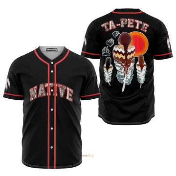 Personalized Native American Feathers Red Baseball Jersey S-5XL