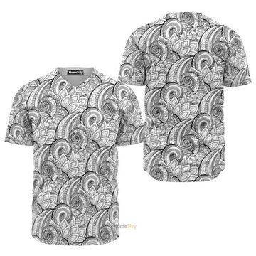 Zentangle Flower Pattern Baseball Jersey S-5XL