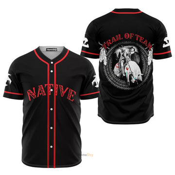 Native American Black Red Baseball Jersey S-5XL