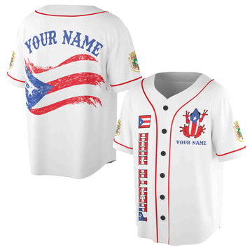 Custom Puerto Rico Baseball Jersey Shirt White Puerto Rico Baseball Jersey S-5XL