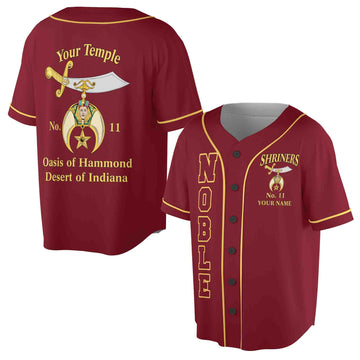Custom Name Number Temple Shriners Noble Freemason Burgundy Baseball Jersey S-5XL