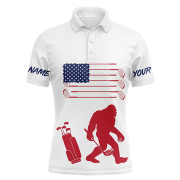 Custom Bigfoot Golf Custom Name American Flag Patriotic Apparel Men's Polo Shirt