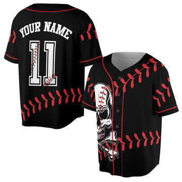Custom 11 Ball N Skull Baseball Jersey S-5XL