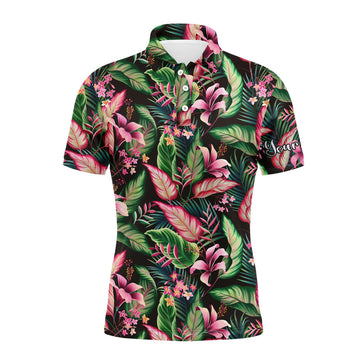 Personalized Floral Tropical Golf Gift for Men Husband Men's Polo Shirt S-5XL