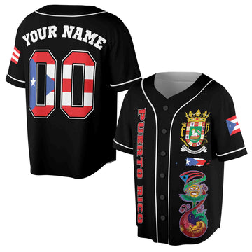 Customize Name Number Puerto Rico Puerto Rican Flag Boricua Spirit Baseball Jersey S-5XL