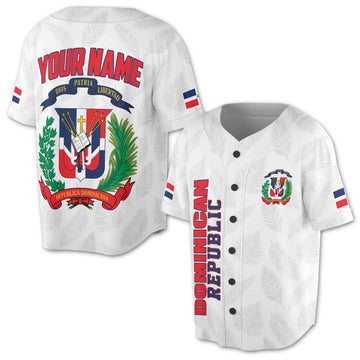Customize Name Number Dominican Republic Flag Dominicana White Baseball Jersey S-5XL
