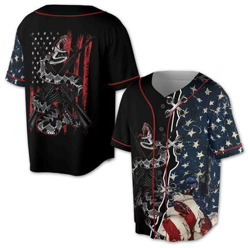 Retro America Flag Patriotic Dark Snake Baseball Jersey S-5XL