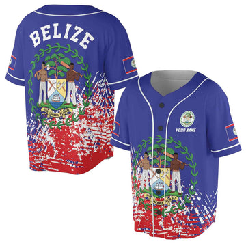 Custom Belize Flag Patriotic Baseball Jersey S-5XL