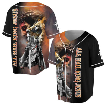 All Hall King Jesus Knight Templar Under God Baseball Jersey S-5XL