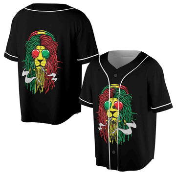 Lion Smoking Cigar Jamaica Baseball Jersey S-5XL