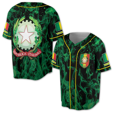 Green Repvbblica Italiana Italy Coat Of Arms Baseball Jersey S-5XL