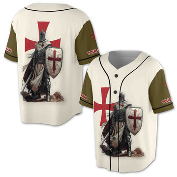 Retro Knight Templar Vintage Cross Baseball Jersey S-5XL