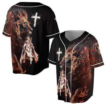 Knight Templar Lion Of Judah Grunge Shirt Baseball Jersey S-5XL