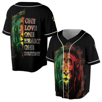 One Love Heart One Destiny Lion Jamaica Baseball Jersey S-5X