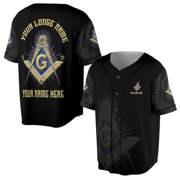 Personalized Freemasonry Master Mason Golden Jersey Baseball Jersey S-5XL