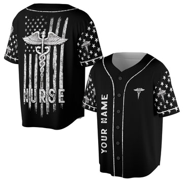 Custom American Nurse Flag Baseball Jersey S-5XL