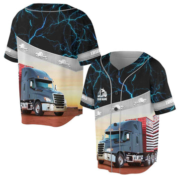 Custom Blue Lightning Trucker Baseball Jersey S-5XL