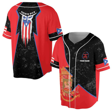 Custom Puerto Rico Coat Of Arms Flag Baseball Jersey S-5XL
