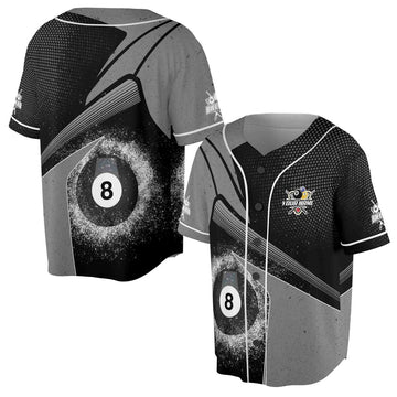 Custom Name 8 Ball Billiard Grunge Baseball Jersey S-5XL