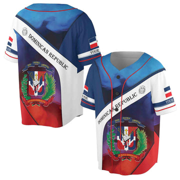 Custom Name Dominican Republic Coat Of Arms Flag Shirt Baseball Jersey S-5XL