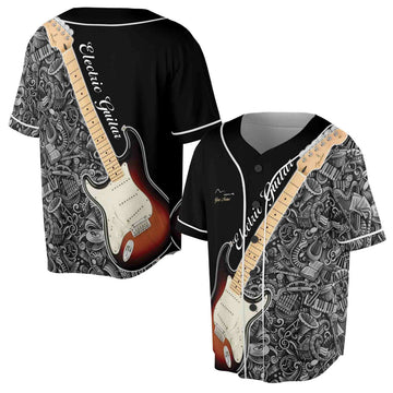 Custom Name Love Music Guitar Player Baseball Jersey S-5XL