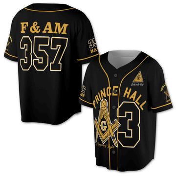 Custom Lodge, Number And Name Freemasonry Prince Hall 357 F&AMC 3D Baseball Jersey Size S-5XL