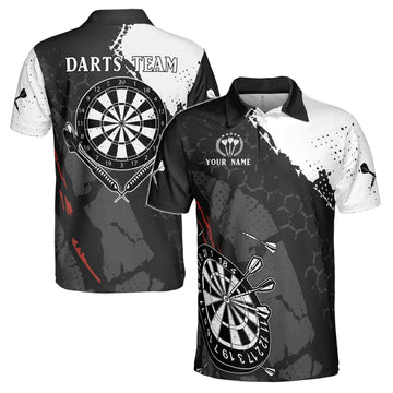 Personalized Darts Shirt, Custom Darts Black and White For Team 3D Men's Polo Shirt Size S-5XL
