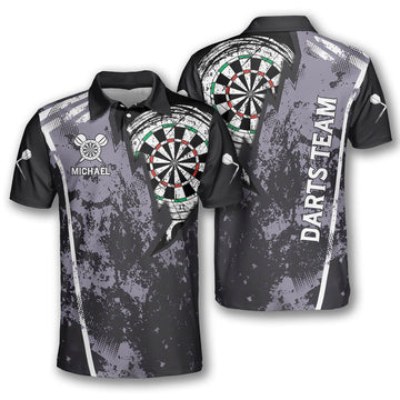 Grunge Custom Name and Team Darts Darts Team Gift Men's Polo Shirts S-5XL