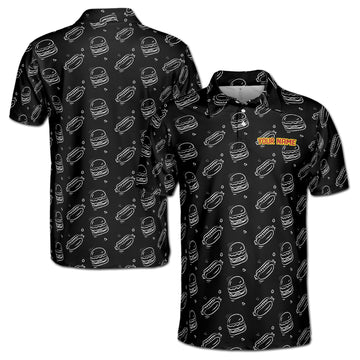 Funny Hotdog Hamburger Doodle Pattern Golf Men's Polo Shirt S-5XL