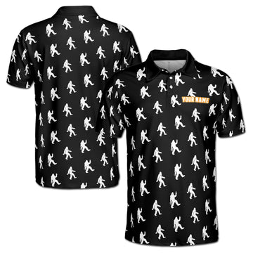 Funny Bigfoot Sasquatch Silhouette Golf Men's Polo Shirt S-5XL