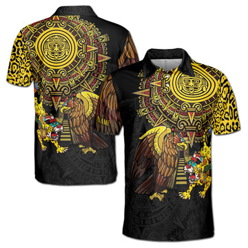 Aztec Jaguar Eagle Warriors Tribal Mexican Men's Polo Shirt S-5XL