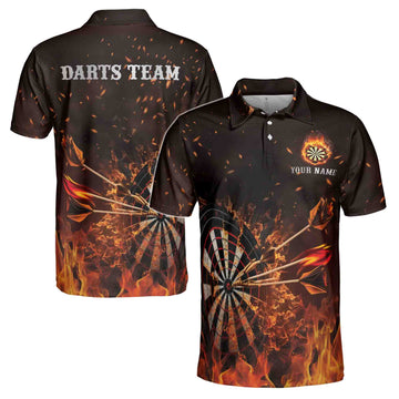 Personalized Darts Flame, Custom Dart Flame 3D Men's Polo Shirt Size S-5XL