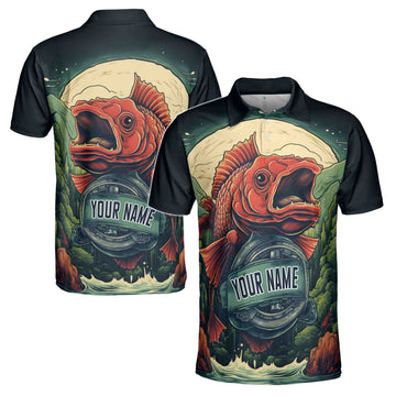 Custom Fishing Shirt, Dad Grandpa Fisherman Love Fishing Men's Polo Shirt S-5XL