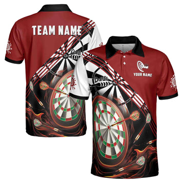 Custom Name Team Name Red Black Darts Arrows Darts Team Men's Polo Shirt S-5XL