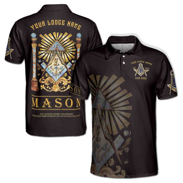 Personalized Proud To Be A Mason Freemasonry Men's Polo Shirt S-5XL