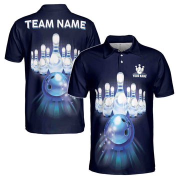 Customize Name Team Name Bowling Team Navy Men's Polo Shirt S-5XL
