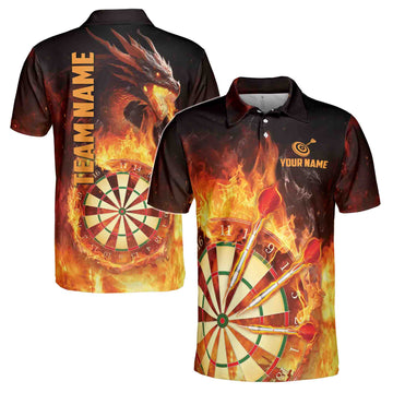 Custom Name Team Name Darts Dragon Flame Darts Team Men's Polo Shirt S-5XL